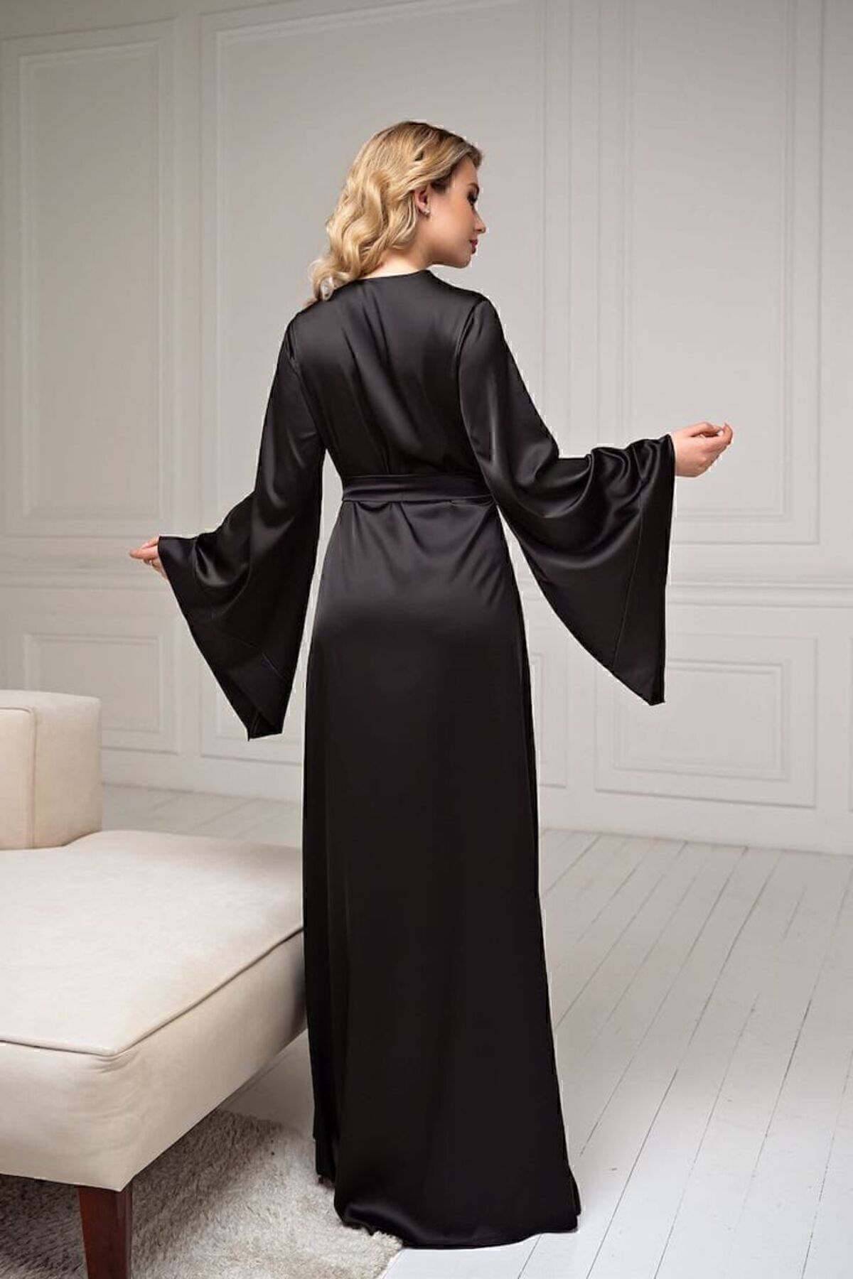 Gelin Sabahlık – Uzun Ipeksi Saten Kimono