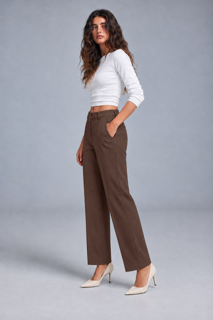 Kadın Pantolon Barrel Pantolon Cırt Cırtlı Pantolon Yüksek Bel Şık Boyfriend Geniş Paça Beyaz Kumaş Pantolon