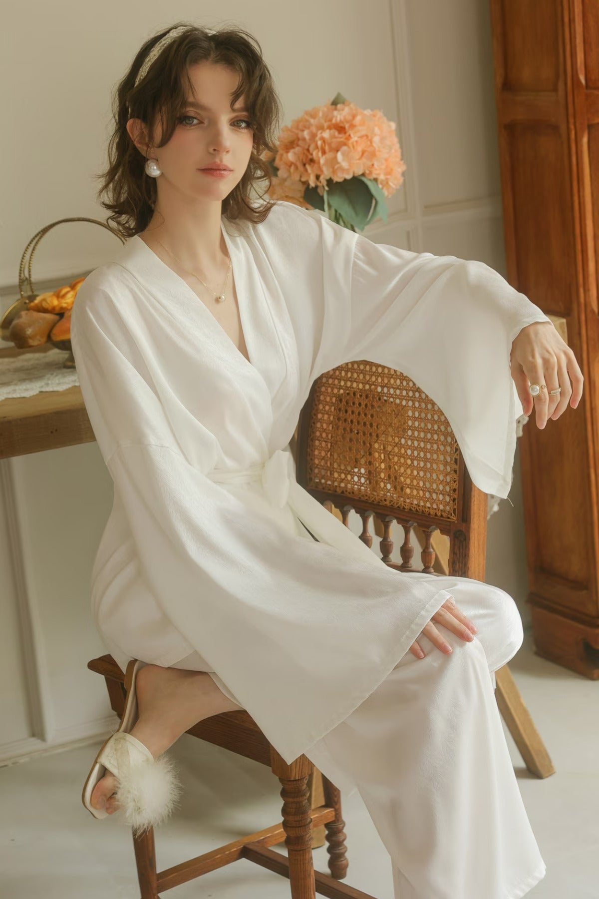 İpeksi Saten İspanyol kollu 2li Pijama Takımı
