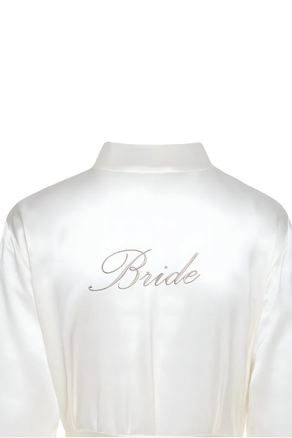 Bride Nakışlı Sade Uzun Gelin Sabahlığı